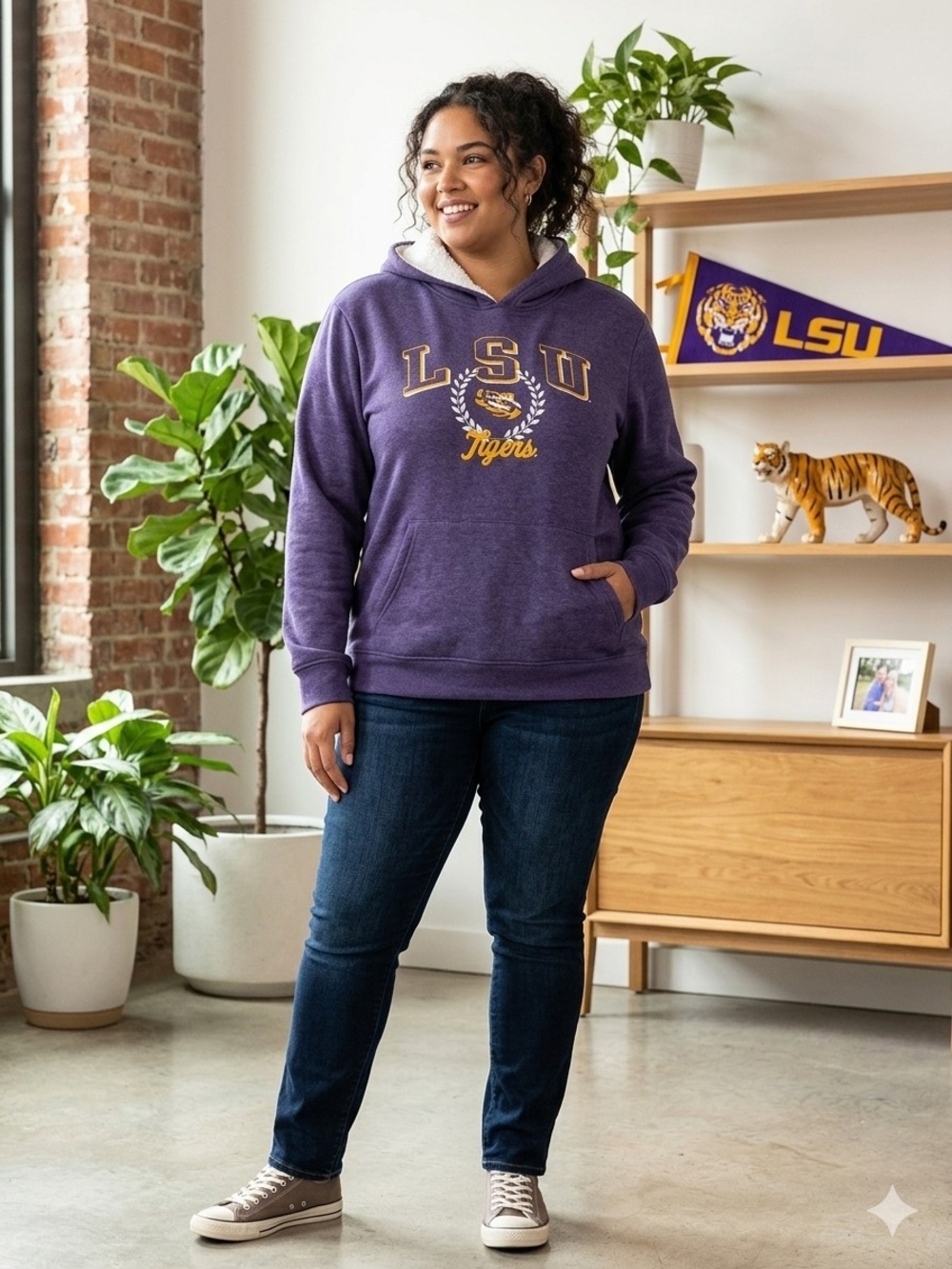 Pro Edge LSU Purple Jacket with White Sherpa Trim